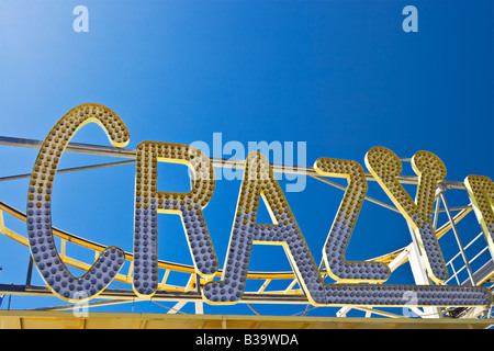 Crazy Mouse roller coaster sign on Brighton Pier Stock Photo