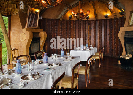 The dining room of the five star NGORONGORO CRATER LODGE NGORONGORO CRATER TANZANIA Stock Photo