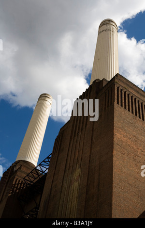 Battersea Power Station on the banks of the Thames in London, the largest brick building in Europe. Stock Photo