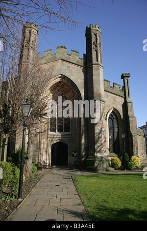 City of Derby, England. The Sir Francis Goodwin designed Gothic revival architecture St John the Evangelist Church. Stock Photo