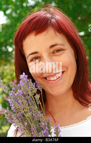 Lavender and girl Stock Photo