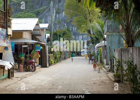 Street Scene, El Nido, Palawan Island, The Philippines Stock Photo