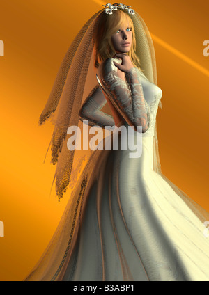 Computer Illustration Of Woman In Wedding Dress Stock Photo