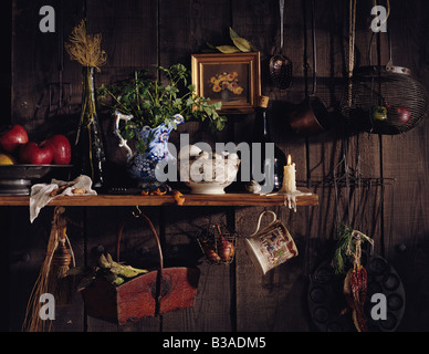 Rustic still life picturesque larder editorial food Stock Photo
