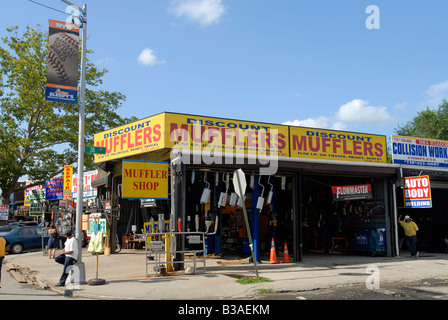Automobile repair related businesses take up the bulk of the industry in Willets Point in the New York borough of Queens Stock Photo