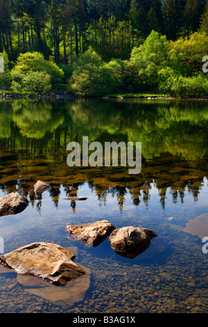 Reflections in Llynnau Mymbyr Snowdonia North Wales Stock Photo