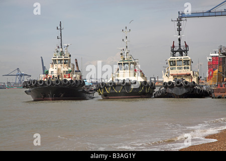 Tug boats at Port of Felixstowe, Suffolk, England Stock Photo