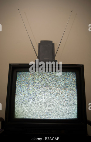 TV set with rabbit ears Stock Photo - Alamy