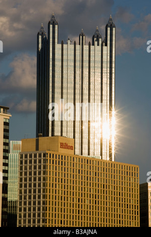 Tower at One PPG Place by modernist architect Philip Johnson Pittsburgh Pennsylvania Stock Photo