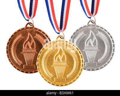 gold silver bronze medal Stock Photo