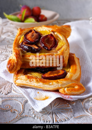 Glazed plum pastry slice Stock Photo