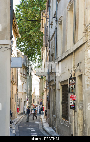 Typical side street in the old town centre near Place de l'Horloge, Avignon, Provence, France Stock Photo