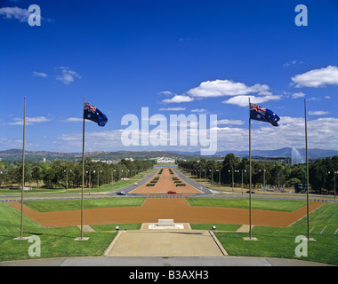 ANZAC Parade and Parliament House View From Australian War Memorial Canberra Australia Stock Photo