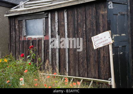 Houses, gardens, sheds in Footdee, St Fittick or Fittie, Aberdeen, Scotland, UK. Fittie Squares, a model housing scheme built for fishermen in 1809. Stock Photo