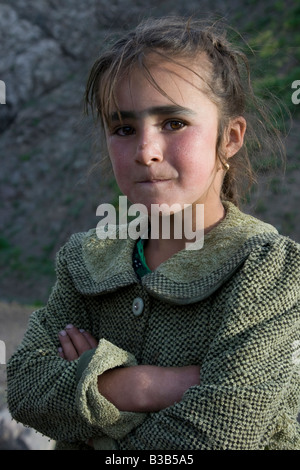 Young Tajik Girl near Khaburabot or Saghirdasht Pass near Khorog Stock