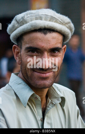 Muslim Man Wearing a Hunza Hat in Gilgit in Northern Pakistan Stock Photo