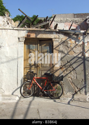 a street scene in aegina island, greece Stock Photo