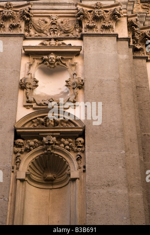 Skull and cross bones on facade of Santa Maria delle Anime del Purgatorio ad Arco Stock Photo