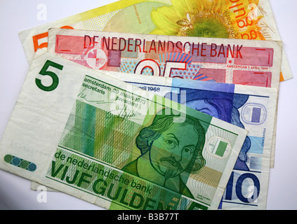 Banknotes of Holland Netherlands The guilder Dutch gulden Stock Photo