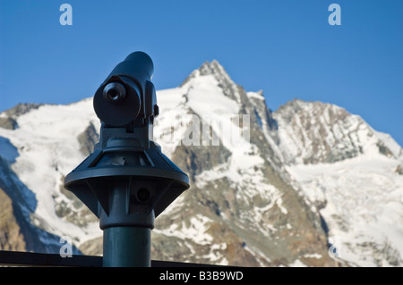 Telescope Pointed at Grossglockner Mountain, Salzburg Land, Austria Stock Photo