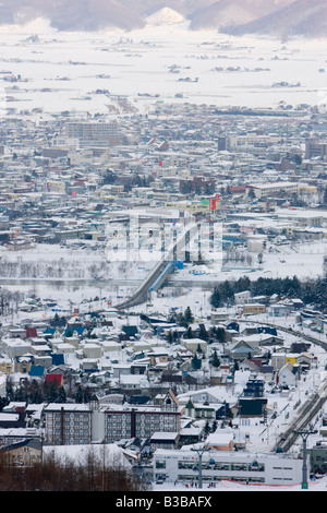 Overview of Furano, Hokkaido, Japan Stock Photo