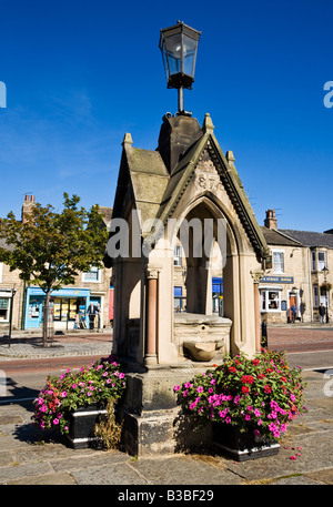 Public drinking fountain on Galgate in Barnard Castle, County Durham, England, Stock Photo