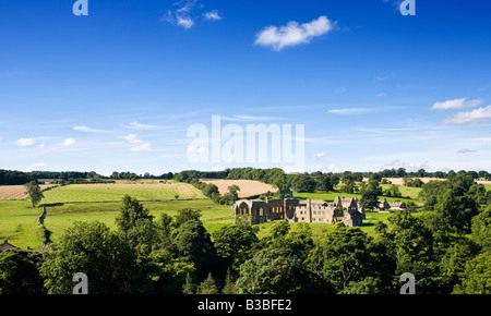 Ruins of Egglestone Abbey and English landscape of County Durham, England, UK Stock Photo
