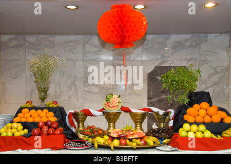 A colorful buffet table at the Hotel Sonesta St George in Luxor Egypt Stock Photo