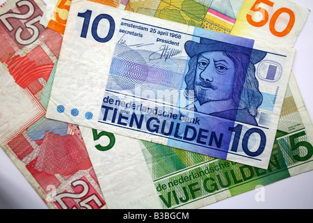 Banknotes of Holland Netherlands The guilder Dutch gulden Stock Photo