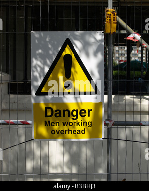 Danger Men Working Overhead Sign Stock Photo