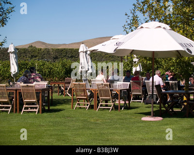 Outdoor restaurant at Sileni Estate vineyard winery in Hawkes Bay New Zealand Stock Photo