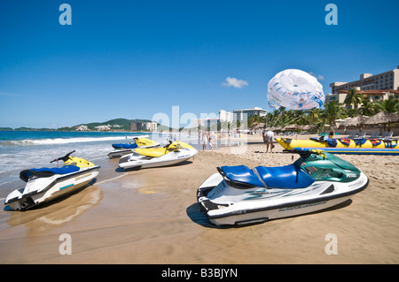 IXTAPA, Mexico - Jet skies on the beach at Bahia del Palmar (Palmar Bay) Ixtapa, Guerrero, Mexico Stock Photo