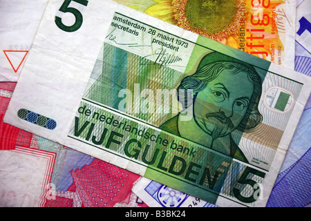 Banknotes of Holland Netherlands The guilder Dutch gulden Stock Photo