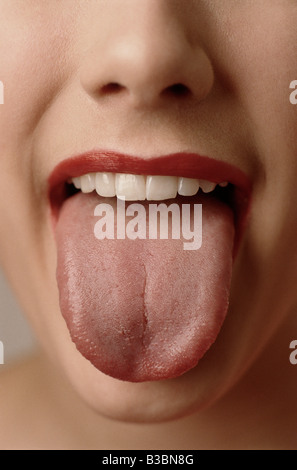 Close-up of Woman's Tongue Stock Photo