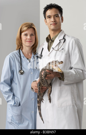 Veterinarians with Alligator Stock Photo