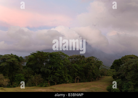 Volcano in Clouds, Arenal Volcano, Costa Rica Stock Photo