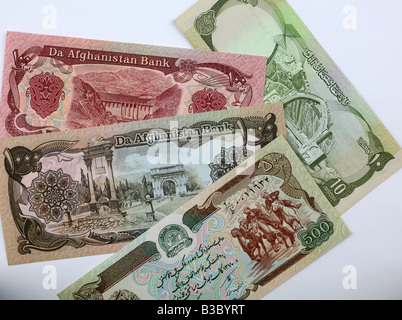 Bank notes from Afghanistan Pashto/Persian Stock Photo