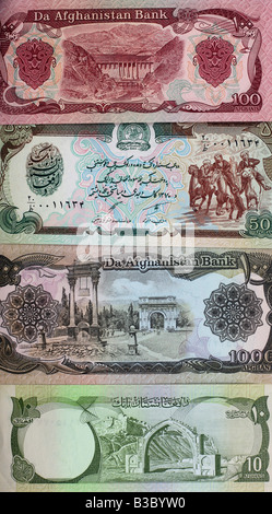 Bank notes from Afghanistan Pashto/Persian Stock Photo