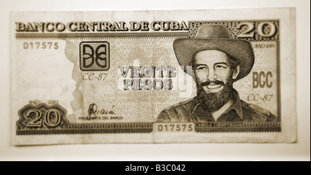 Banknotes of Republica de Cuba with Che Guevara on the Cuban Peso Stock Photo