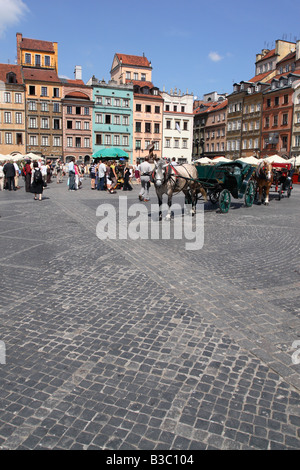 Warsaw Poland the historic Old Town square in the Stare Miasto with horse carriage taken summer 2008 Stock Photo