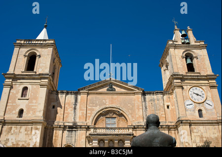 Malta, Valletta. The facade of St John's Co-Cathedral in the centre of the walled city of Valletta. Stock Photo