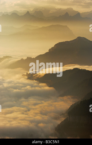 View from Mount Rigi, Swiss Alps, Switzerland Stock Photo