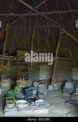 Interior of Roundhouse at Castell Henllys Iron Age hillfort ...