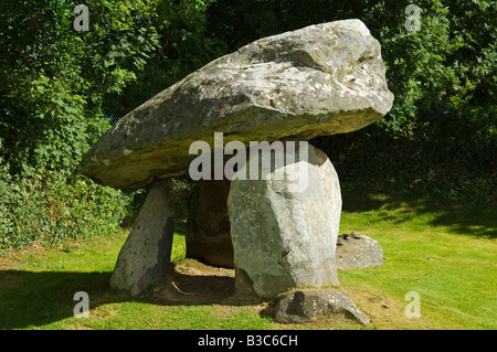 UK, Wales, Pembrokeshire. Located just outside the village of Newport in northern Pembrokeshire, Carreg Coetan Arthur is an ancient neolithic chambered tomb. Stock Photo