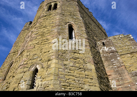 England, Shropshire, Stokesay. View of the well preserved South Tower of Stokesay Castle, located at Stokesay, a mile south of the town of Craven Arms, in South Shropshire. It is the oldest fortified manor house in England, dating to the 12th century and is managed by England Heritage.