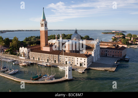 Aerial view of San Giorgio Maggiore island, Venice Stock Photo