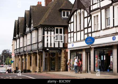 UK Derbyshire Chesterfield Knifesmithgate mock Tudor pre war buildings based on Chester Rows Stock Photo