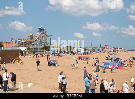 Beach and Pleasure Beach at Skegness Lincolnshire UK Stock Photo