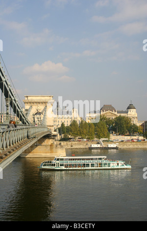 View from Szechenyi Chain Bridge in Budapest, Hungary Stock Photo