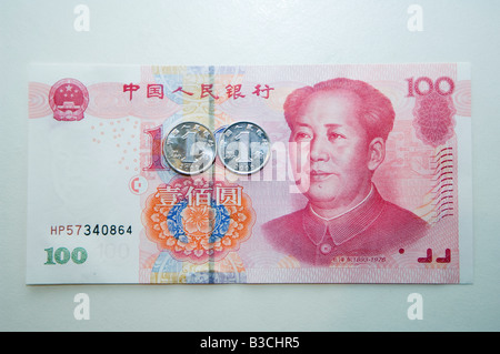 China. Chinese money 100 yuan bank notes. Stock Photo